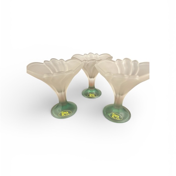 strega Other - 3 Vintage Strega Green Ice Cream Dishes